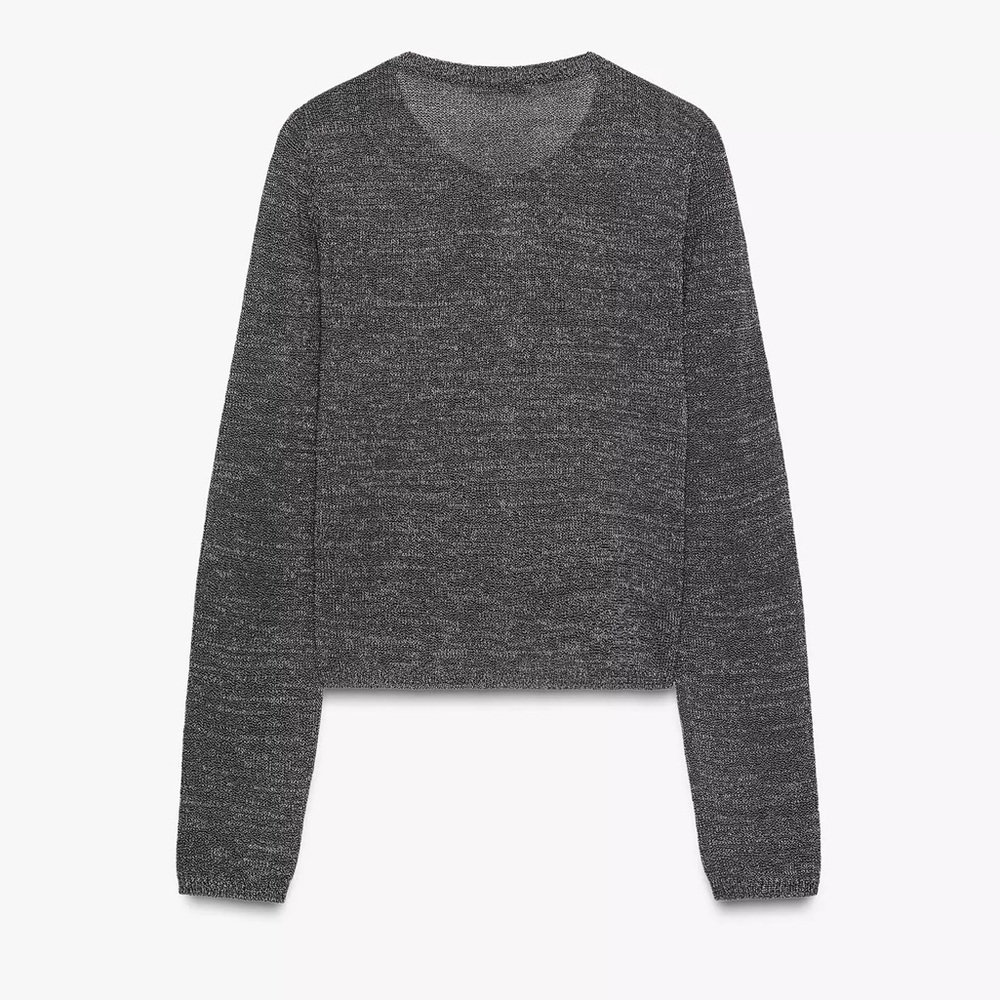 ZARA METALLIC THREAD BUTTON CARDIGAN - Picture 6 of 7